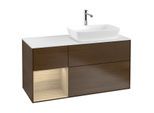 Villeroy und Boch Finion Waschtischunterschrank G801PCGN 120cm, Abdeckplatte white matt, Emotion, Regale Oak Veneer, Walnut veneer
