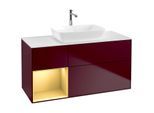 Villeroy und Boch Finion Waschtischunterschrank F821HFHB 120cm, Abdeckplatte white matt, Regale Gold matt lacquer, Peony Matt