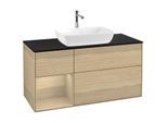 Villeroy und Boch Finion Waschtischunterschrank F822PCPC 120cm, Abdeckplatte black matt, Regale Oak Veneer, Oak Veneer