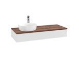 Villeroy und Boch Antao Waschtisch-Unterschrank K11152GF 120x19x50cm, Hahnloch, Waschbeckenplattenfarbe warm walnut, glossy white lacquer