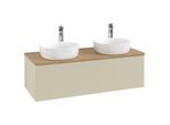 Villeroy und Boch Antao Waschtisch-Unterschrank L35151HJ mit Beleuchtung, 120x36x50cm, Hahnloch, Waschbeckenplattenfarbe honey oak, silk grey matt lacquer