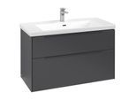 Villeroy und Boch Subway 3.0 Waschtisch-Unterschrank C570L2VR 97,3x57,6x47,8cm, mit LED/Griff monochrom, graphite