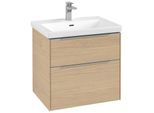 Villeroy und Boch Subway 3.0 Waschtisch-Unterschrank C576L0VJ 62,2x57,6x47,8cm, mit LED/Griff Aluminium glänzend, nordic oak