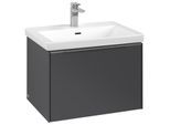 Villeroy und Boch Subway 3.0 Waschtisch-Unterschrank C57500VR 62,2x42,9x47,8cm, ohne LED/Griff Aluminium glänzend, graphite