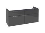 Villeroy & Boch Subway 2.0 Waschtischunterschrank A91710FP, 128,7x59x44,9cm, Glossy Grey,Griff chrom