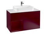 Villeroy und Boch Finion Waschtischunterschrank F361HBHB 100cm, Abdeckplatte white matt, Regal links Peony, Peony Matt