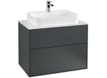 Villeroy und Boch Finion Waschtischunterschrank G34100HG 80x60,3cm, Emotion, Abdeckplatte white matt, Midnight Blue Matt Lacquer