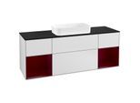 Villeroy und Boch Finion Waschtischunterschrank F332HBMT 160x60,3cm, Abdeckplatte black matt, Regale Peony matt lacquer, White matt lacquer