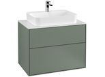 Villeroy und Boch Finion Waschtischunterschrank F34100GM 80x60,3cm, Abdeckplatte white matt, Olive Matt Lacquer