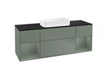 Villeroy und Boch Finion Waschtischunterschrank F332GMGM 160x60,3cm, Abdeckplatte black matt, Regale Olive matt lacquer, Olive Matt Lacquer
