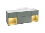 Villeroy und Boch Finion Waschtischunterschrank G331HFGM 160cm, Abdeckplatte white matt, Emotion, Regale Gold matt lacquer, Olive Matt Lacquer