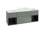 Villeroy und Boch Finion Waschtischunterschrank G331PDGM 160cm, Abdeckplatte white matt, Emotion, Regale Black matt lacquer, Olive Matt Lacquer