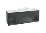 Villeroy und Boch Finion Waschtischunterschrank G331HGHG 160cm, Abdeckplatte white matt, Emotion, Regale Midnight matt lacquer, Midnight Blue Matt Lacquer
