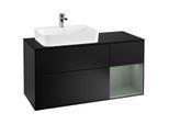 Villeroy und Boch Finion Waschtischunterschrank G402GMPD 120cm, Abdeckplatte black matt, Emotion, Regal rechts Olive Matt Lacquer, Black matt lacquer