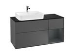 Villeroy und Boch Finion Waschtischunterschrank G402HGGK 120cm, Abdeckplatte black matt, Emotion, Regal rechts Midnight Blue Matt Lacquer, Anthracite matt