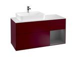 Villeroy und Boch Finion Waschtischunterschrank G401GKHB 120cm, Abdeckplatte white matt, Emotion, Regal rechts Anthracite matt, Peony Matt