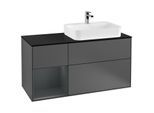 Villeroy und Boch Finion Waschtischunterschrank G392HGGK 120cm, Abdeckplatte black matt, Emotion, Regal links Midnight Blue Matt Lacquer, Anthracite matt