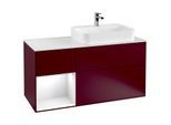 Villeroy und Boch Finion Waschtischunterschrank G391GFHB 120cm, Abdeckplatte white matt, Emotion, Regal links Glossy white lacquer, Peony Matt