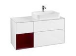 Villeroy und Boch Finion Waschtischunterschrank G391HBGF 120cm, Abdeckplatte white matt, Emotion, Regal links Peony, Glossy white lacquer