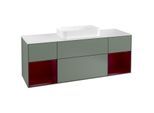 Villeroy und Boch Finion Waschtischunterschrank F331HBGM 160x60,3cm, Abdeckplatte white matt, Regale Peony matt lacquer, Olive Matt Lacquer