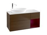 Villeroy und Boch Finion Waschtischunterschrank G931HBGN 120cm, Abdeckplatte white matt, Emotion, Regale Peony matt lacquer, Walnut veneer