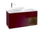 Villeroy und Boch Finion Waschtischunterschrank G931GNHB 120cm, Abdeckplatte white matt, Emotion, Regale Walnut Veneer, Peony Matt