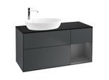 Villeroy und Boch Finion Waschtischunterschrank F932GKHG 120cm, Abdeckplatte black matt, Regale Anthracite matt lacquer, Midnight Blue Matt Lacquer