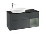 Villeroy und Boch Finion Waschtischunterschrank F932GMHG 120cm, Abdeckplatte black matt, Regale Olive matt lacquer, Midnight Blue Matt Lacquer