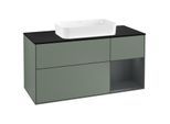 Villeroy und Boch Finion Waschtischunterschrank G302HGGM 120cm, Abdeckplatte black matt, Emotion, Regal rechts Midnight Blue Matt Lacquer, Olive Matt Lacquer