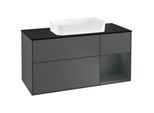 Villeroy und Boch Finion Waschtischunterschrank G302HGGK 120cm, Abdeckplatte black matt, Emotion, Regal rechts Midnight Blue Matt Lacquer, Anthracite matt