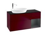 Villeroy und Boch Finion Waschtischunterschrank F932HGHB 120cm, Abdeckplatte black matt, Regale Midnight matt lacquer, Peony Matt