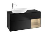 Villeroy und Boch Finion Waschtischunterschrank F932PCPD 120cm, Abdeckplatte black matt, Regale Oak Veneer, Black matt lacquer