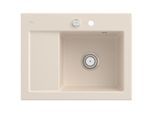 Villeroy und Boch Subway 45 Compact Einbauspüle 331302FU rechts, mit Ablaufgarnitur, Excenterbetätigung, 650 x 510 mm, ivory CeramicPlus