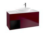 Villeroy und Boch Finion Waschtischunterschrank F941PDHB 120cm, Abdeckplatte white matt, Regale Black matt lacquer, Peony Matt