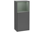 Villeroy und Boch Finion Seitenschrank F500GMGK 41,8x93,6x27cm, links, Regal oben Olive Matt, Anthracite matt