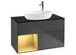 Villeroy und Boch Finion Waschtischunterschrank G892HFHG 100cm, Abdeckplatte black matt, Emotion, Regale Gold matt lacquer, Midnight Blue Matt Lacquer
