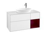 Villeroy und Boch Finion Waschtischunterschrank F951HBGF 120cm, Abdeckplatte white matt, Regale Peony matt lacquer, Glossy white lacquer