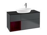 Villeroy und Boch Finion Waschtischunterschrank G942HBHG 120cm, Abdeckplatte black matt, Emotion, Regale Peony matt lacquer, Midnight Blue Matt Lacquer