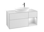 Villeroy und Boch Finion Waschtischunterschrank F951MTMT 120cm, Abdeckplatte white matt, Regale White matt lacquer, White matt lacquer