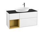 Villeroy und Boch Finion Waschtischunterschrank G942HFGF 120cm, Abdeckplatte black matt, Emotion, Regale Gold matt lacquer, Glossy white lacquer