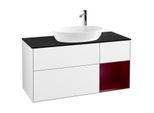 Villeroy und Boch Finion Waschtischunterschrank G952HBGF 120cm, Abdeckplatte black matt, Emotion, Regale Peony matt lacquer, Glossy white lacquer