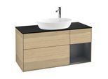 Villeroy und Boch Finion Waschtischunterschrank G952HGPC 120cm, Abdeckplatte black matt, Emotion, Regale Midnight matt lacquer, Oak Veneer
