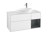 Villeroy und Boch Finion Waschtischunterschrank G951HGGF 120cm, Abdeckplatte white matt, Emotion, Regale Midnight matt lacquer, Glossy white lacquer