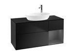 Villeroy und Boch Finion Waschtischunterschrank F952GKPD 120cm, Abdeckplatte black matt, Regale Anthracite matt lacquer, Black matt lacquer