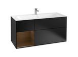 Villeroy und Boch Finion Waschtischunterschrank F060GNPD 119,6x59,1cm, Regal links Walnut veneer, Black matt lacquer