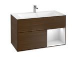 Villeroy und Boch Finion Waschtischunterschrank G040MTGN 99,6x59,1cm, Emotion, Regal rechts White matt lacquer, Walnut veneer
