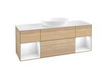 Villeroy und Boch Finion Waschtischunterschrank FD01GFPC 120cm, Abdeckplatte white matt, Regale Glossy white lacquer, Oak Veneer