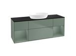 Villeroy und Boch Finion Waschtischunterschrank FD02GMGM 120cm, Abdeckplatte black matt, Regale Olive matt lacquer, Olive Matt Lacquer