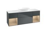 Villeroy und Boch Finion Waschtischunterschrank FD01PCHG 120cm, Abdeckplatte white matt, Regale Oak Veneer, Midnight Blue Matt Lacquer