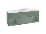 Villeroy und Boch Finion Waschtischunterschrank FD01GMGM 120cm, Abdeckplatte white matt, Regale Olive matt lacquer, Olive Matt Lacquer